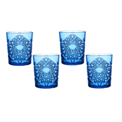 Premium lowball glas 35 cl. Blue Aqua (4-pak)
